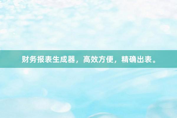 财务报表生成器,高效方便,精确出表。